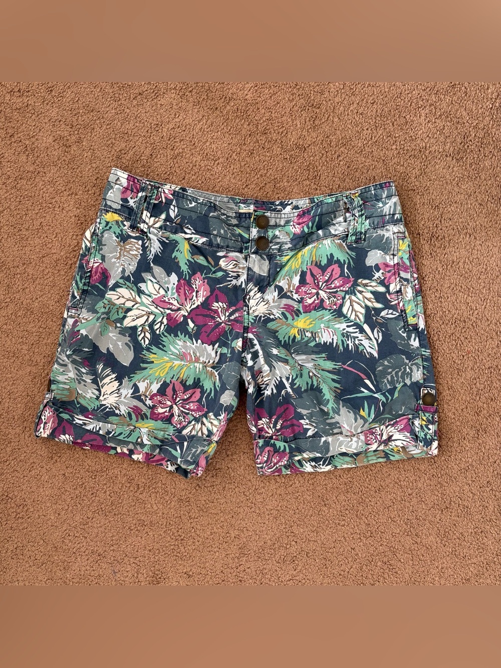 Vintage Mossimo Supply Co. Juniors 9 Tropical Floral Cotton Chino Shorts